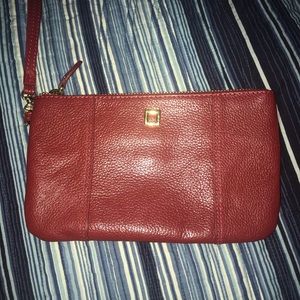 Lodis red leather wristlet